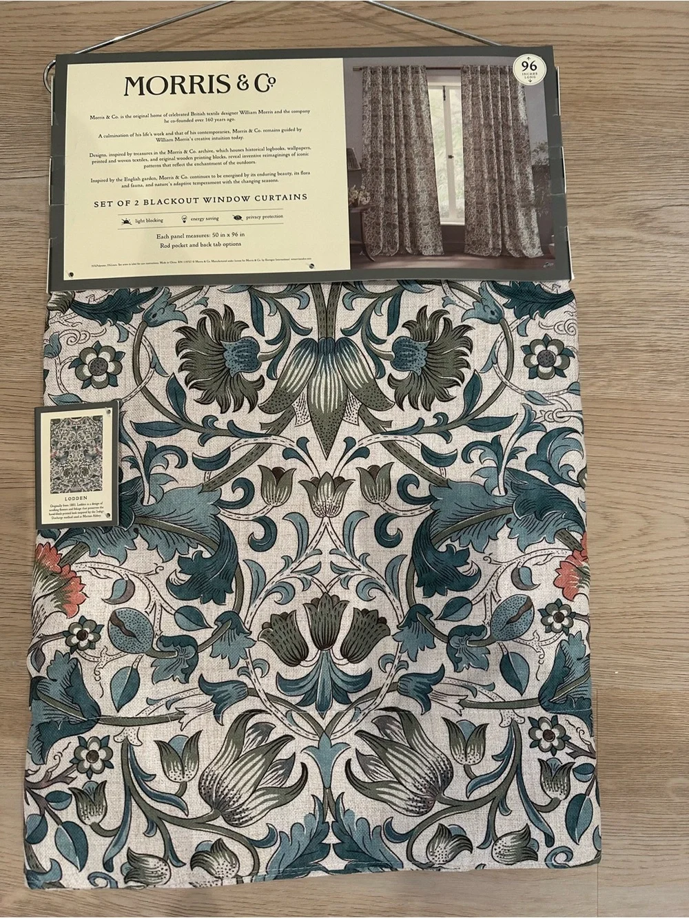 Morris & Co. William Morris Blackout Curtains in Lodden Print